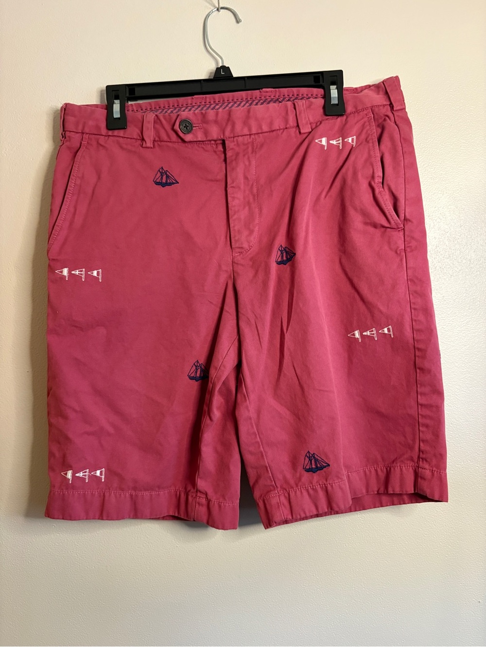 Brooks Brothers Pink Embroidered Sailboat Cotton Shorts